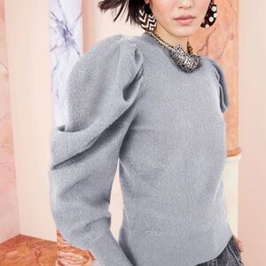 Ulla Johnson Marin Crew Neck Sweater with Puff Sleeves - size P